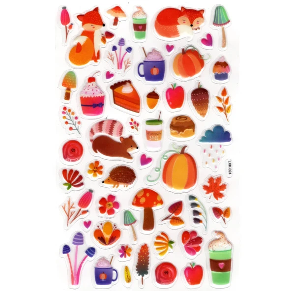 Sticker Kabartmalı Stiker Defter, Planlayıcı Etiket (lxk-024) - 22X14 cm - Sevimli Tilki ve Kirpi ürün görseli 1