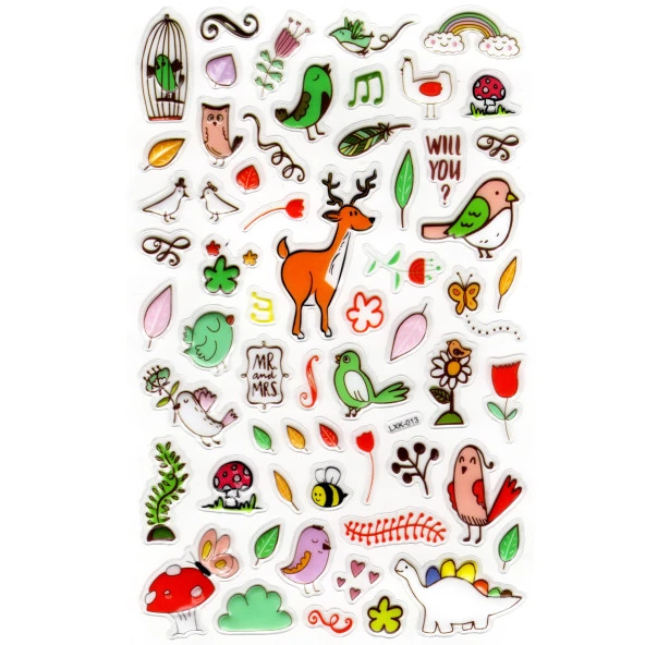 Sticker Kabartmalı Stiker Defter, Planlayıcı Etiket (lxk-013) - 22X14 cm - Müzik Kuş Geyik ürün görseli 1