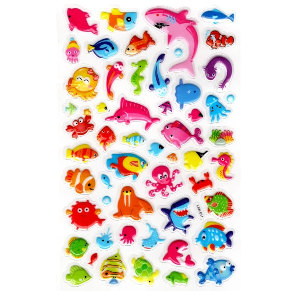 Sticker Kabartmalı Stiker Defter, Planlayıcı Etiket (lxk-011) - 22X14 cm - Sevimli Balıklar ürün görseli 1