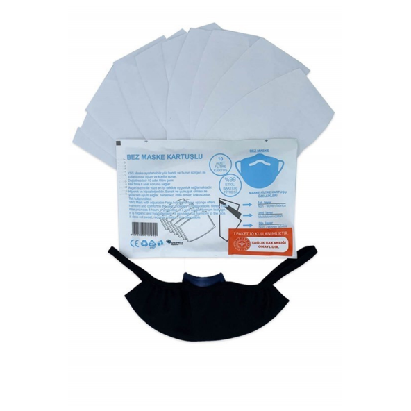 Yayke Kartuşlu Yıkanabilir Bez Maske 1 Paket (1 Paket İçeriği 10 Adet Filtre) ürün görseli 1