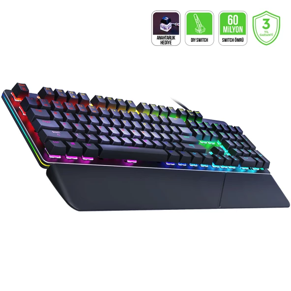 GamePower Calypso V2 RGB Optik Su ve Toza Dayanıklı Mekanik Red Switch USB DIY Gaming Klavye ürün görseli 1