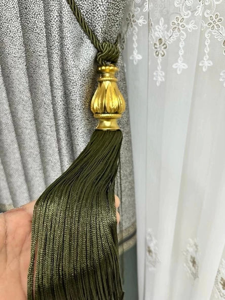 NİVEMESHOME YEŞİL SAÇAKLI GOLD APARAT TAVAN TOPLAMA BRAÇOL ürün görseli 1