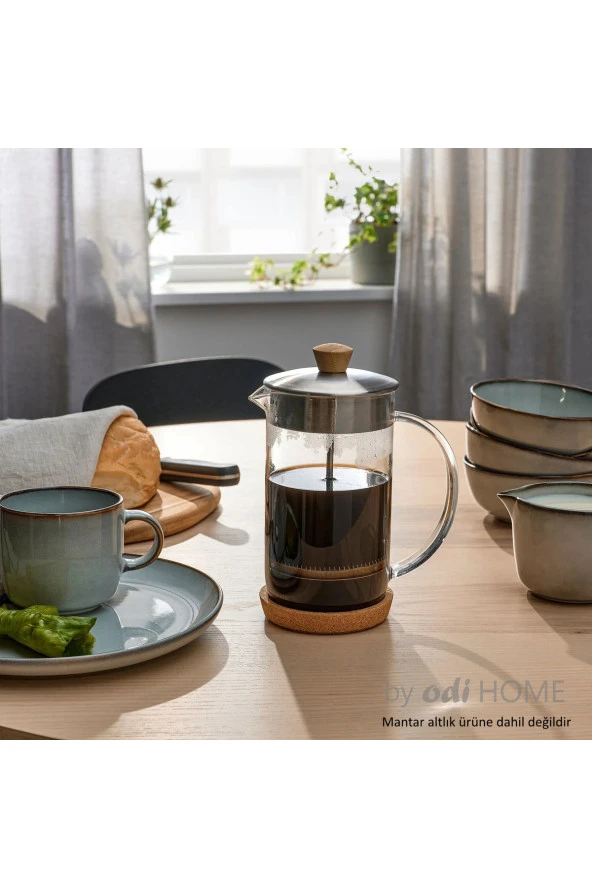 French Press Çay Kahve Demleme Paslanmaz Çelik & Cam & Bambu 1 Litre ürün görseli 1