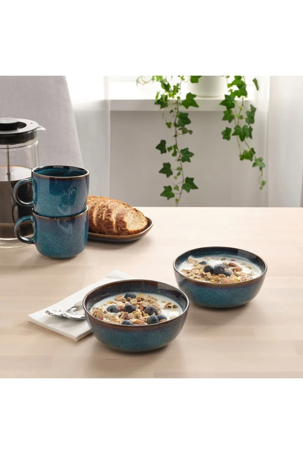 Gladelig 4'lü Kase Seti Çorba Çerez Kasesi Mavi 14 Cm 500 Ml ürün görseli 1