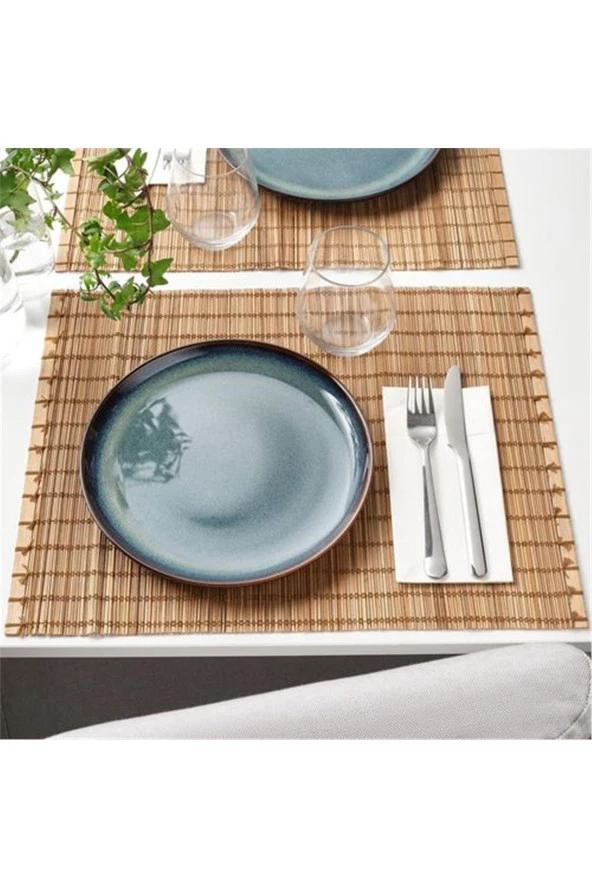 Gladelıg 4 Parça Mavi Renk Servis-Sunum Tabak Seti Stoneware - Resim 4