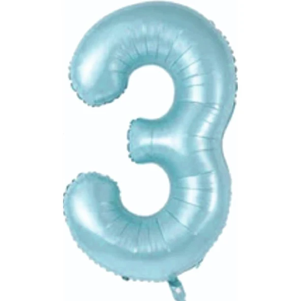 3 Rakam Açık Mavi Folyo Balon 76 cm ürün görseli 1