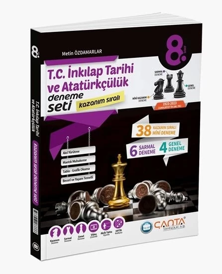 Çanta Yayınları 8. Sınıf T.C. İnkılap Tarihi ve Atatürkçülük Kazanım Sıralı Deneme Seti ürün görseli 1