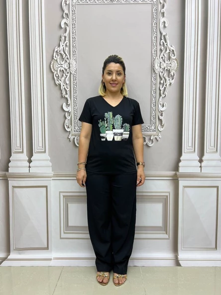 Kaktüs Tshirt - SİYAH ürün görseli 1