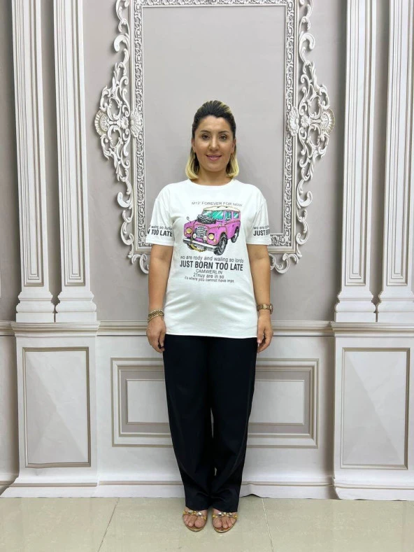 Araba Tshirt - BEYAZ ürün görseli 1