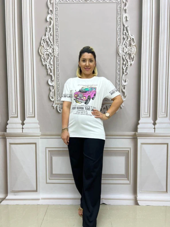 Araba Tshirt - BEYAZ - Resim 2