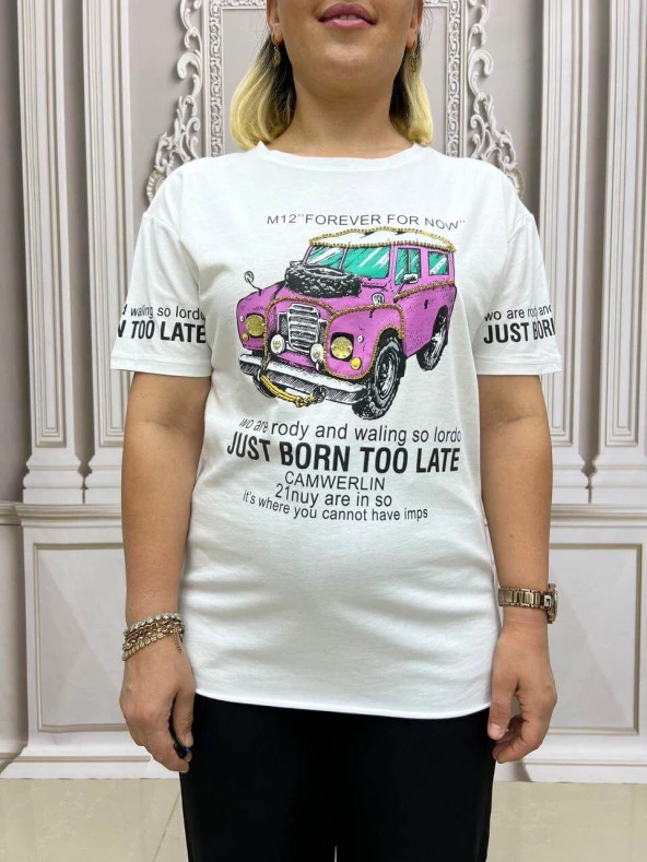 Araba Tshirt - BEYAZ - Resim 6