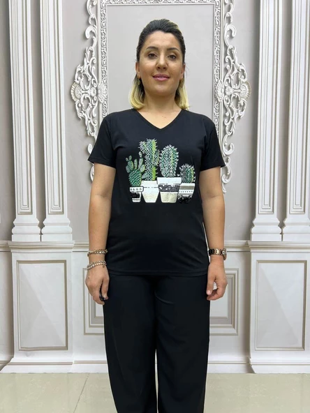 Kaktüs Tshirt - SİYAH - Resim 4