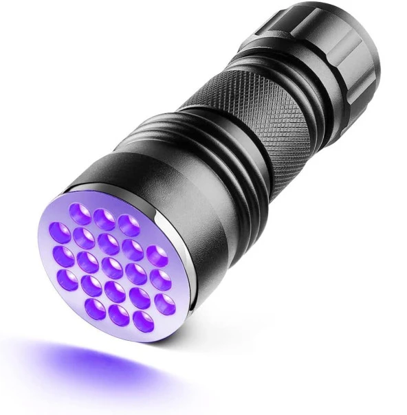 Valkyrie 21 LED 395nm Güneş Işığı Eltraviyole UV El Feneri - Siyah Fener - Evcil Hayvan Otel Ev Temizlik Para Taş Mücevherat ürün görseli 1