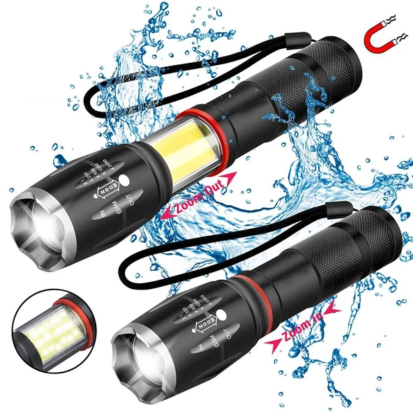 Valkyrie 8000 Lümen COB Lambalı T6 Mıknatıslı El Feneri - 6 Mod - 500 Metre Mesafe ürün görseli 1
