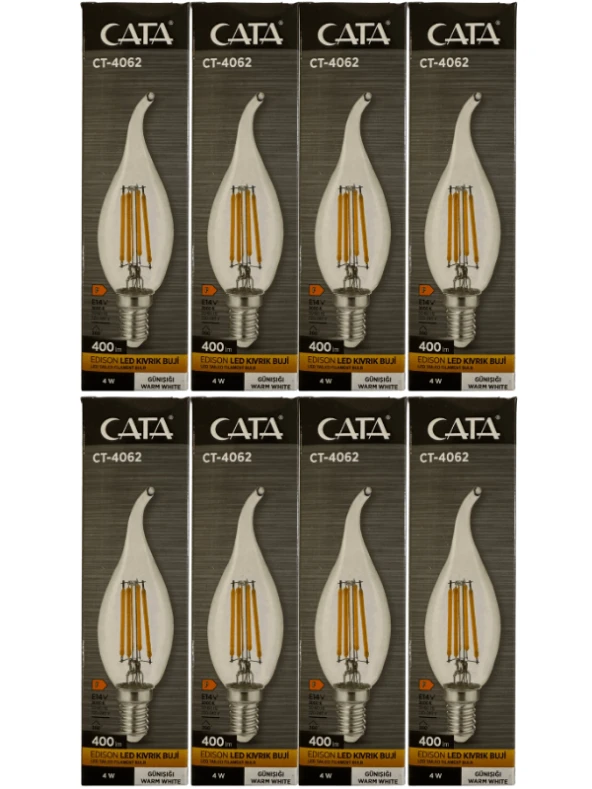 Cata CT-4062 4W 3000K (Günışığı) E14 Duylu Led Kıvrık Buji (8 Adet) ürün görseli 1