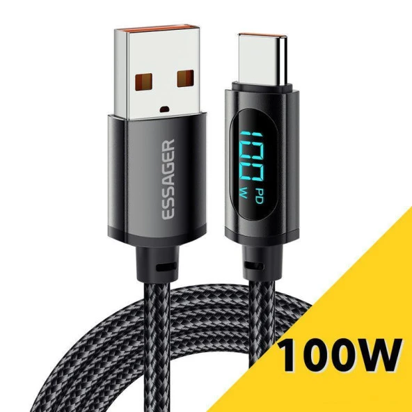Valkyrie 100W-D 5A Type-c  Hızlı Data şarj Kablosu Dijital Ekran 200cm ürün görseli 1
