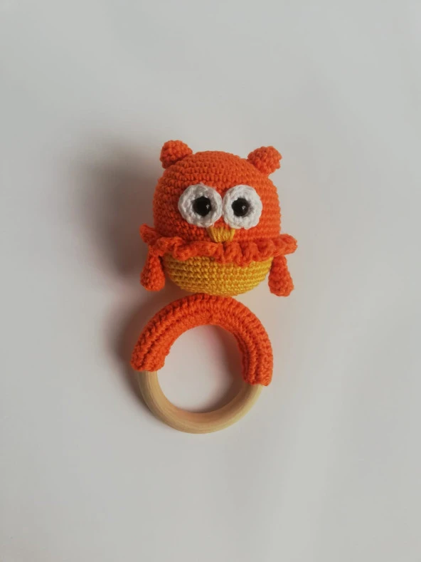 Baykuş Çıngırak Amigurumi Organik Oyuncak ürün görseli 1