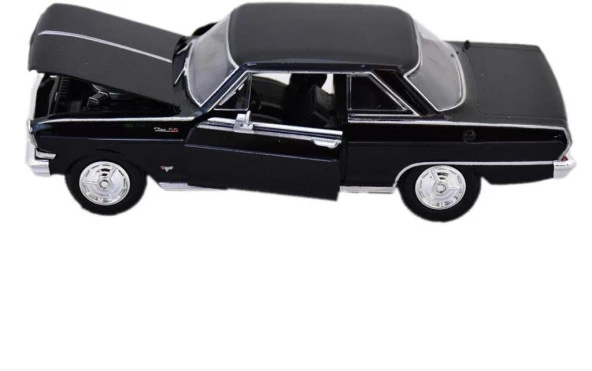 Newray 1964 Chevrolet Nova SS 1/25 Siyah Model Araba - Resim 2