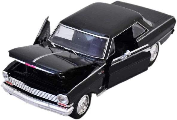 Newray 1964 Chevrolet Nova SS 1/25 Siyah Model Araba - Resim 3