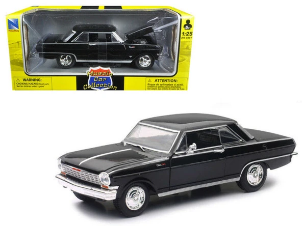 Newray 1964 Chevrolet Nova SS 1/25 Siyah Model Araba - Resim 4
