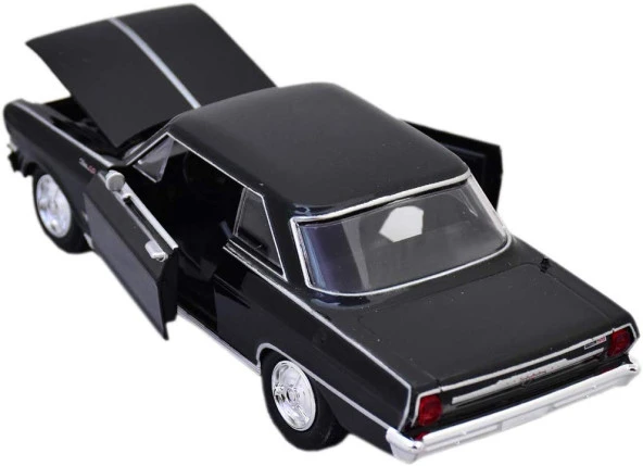 Newray 1964 Chevrolet Nova SS 1/25 Siyah Model Araba - Resim 5