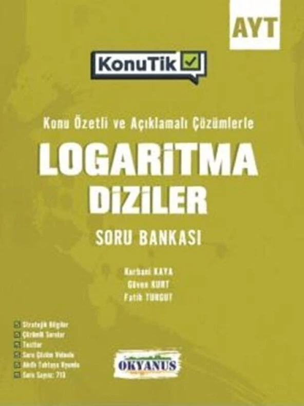 Okyanus Yayınları AYT KonuTik Logaritma Diziler Soru Bankası ürün görseli 1