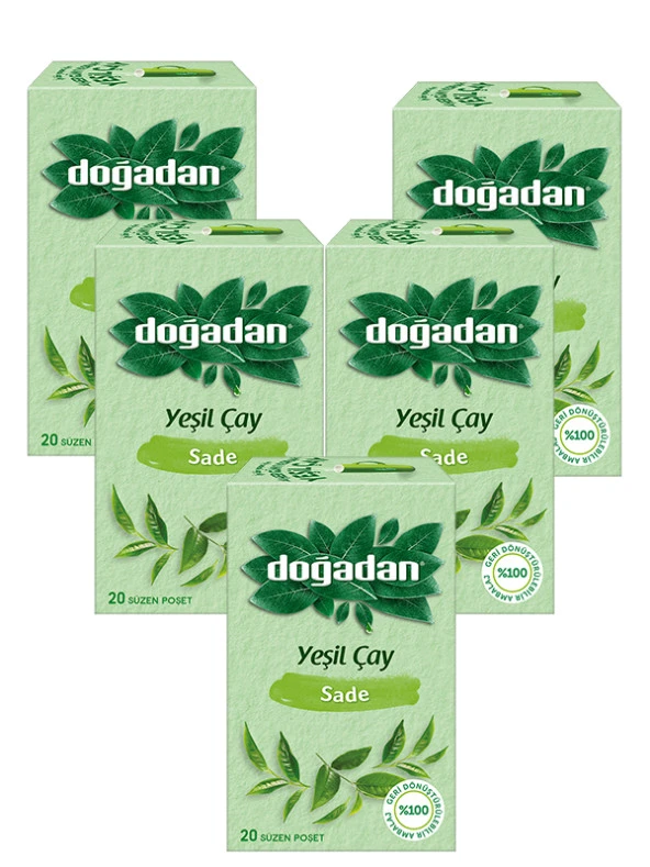 YEŞİL ÇAY SADE 20 SÜZEN POŞET, 5 PAKET ürün görseli 1