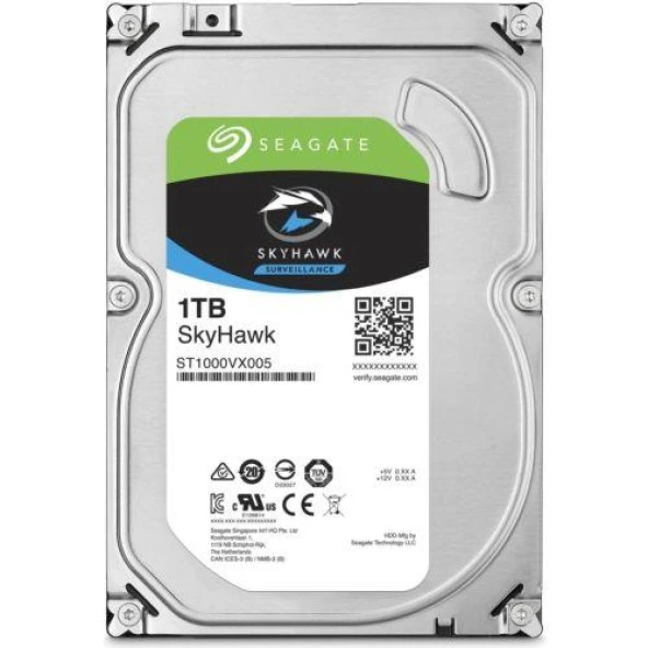 SEAGATE ST1000VX005 SKYHAWK 3.5" 1TB 5900rpm 64mb SATA 7/24 Harddisk ürün görseli 1