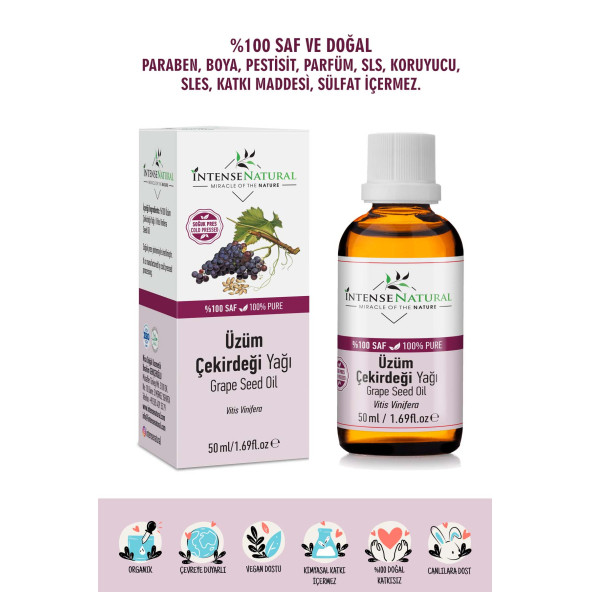 Üzüm Çekirdeği Yağı Soğuk Sıkım 50 ml %100 Saf ve Doğal Grape Seed Oil ürün görseli 1