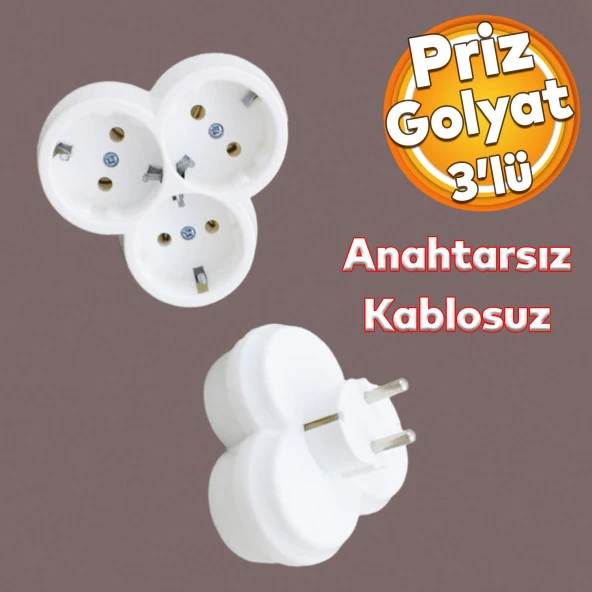 Golyat Papatya Yonca 3lü Grup Priz Fiş Priz Topraklı Çoklu Çoğaltıcı Kablosuz Üçgen ürün görseli 1