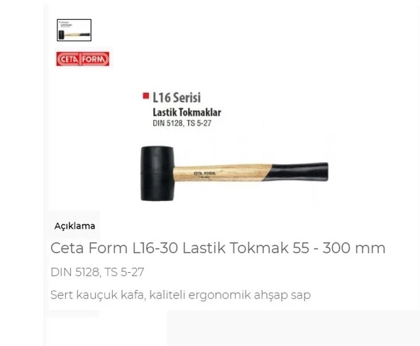 Ceta Form L16-30 Lastik Tokmak 55 - 300 Mm ürün görseli 1