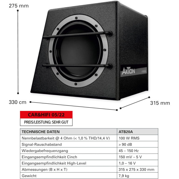 Axton ATB-20A    20 cm Aktif Subwoofer - Resim 4