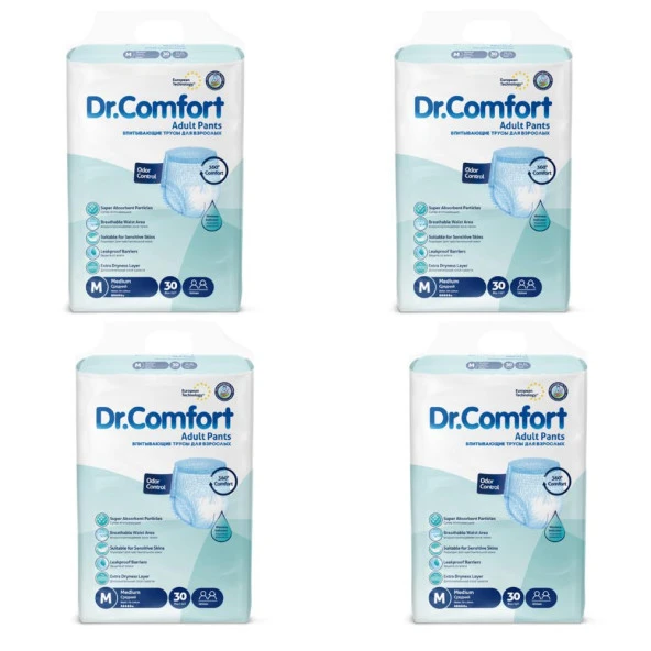 Dr.Comfort Yetişkin Emici Külot Hasta Bezi Medium 30'lu 4 Paket 120 Adet ürün görseli 1