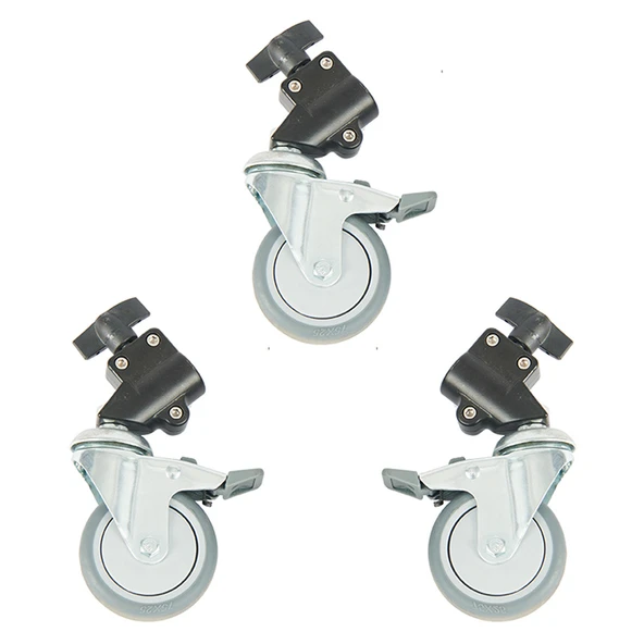 GDX F291 Işık Ayağı ve Tripod Teker Seti 3’lü Frenli Sessiz Kauçuk Tekerlek ürün görseli 1