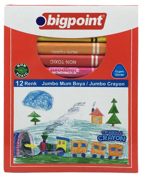 Bigpoint 12 Renk Jumbo Üçgen Mum Boya ürün görseli 1