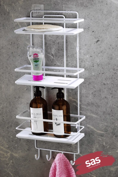 Yapışkanlı Ömür Boyu Paslanmaz Kristal Ayarlanabilir Raf Banyo Düzenleyici Beyaz - Beyaz  LŞ-03 BBBK ürün görseli 1