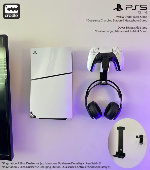 Playstation 5 Slim Duvar Standı ve Şarj İstasyonu Standı Gaming Aksesuar ürün görseli 1
