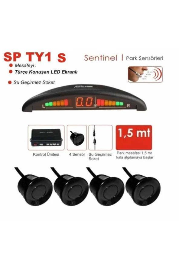 Oto Park Sensörü Led Ekranlı Türkçe Ses Ikazlı Siyah Renk 22 Mm ürün görseli 1