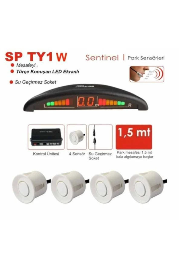 Oto Park Sensörü Led Ekranlı Türkçe Ses Ikazlı Beyaz Renk 22 Mm ürün görseli 1