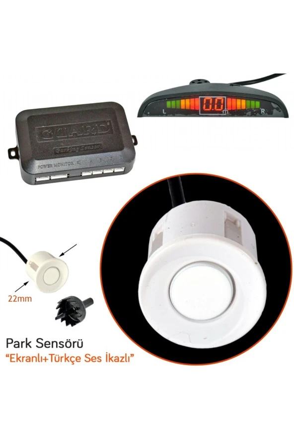 Park Sensörü Led Ekranlı Türkçe İkazlı Beyaz - Resim 3