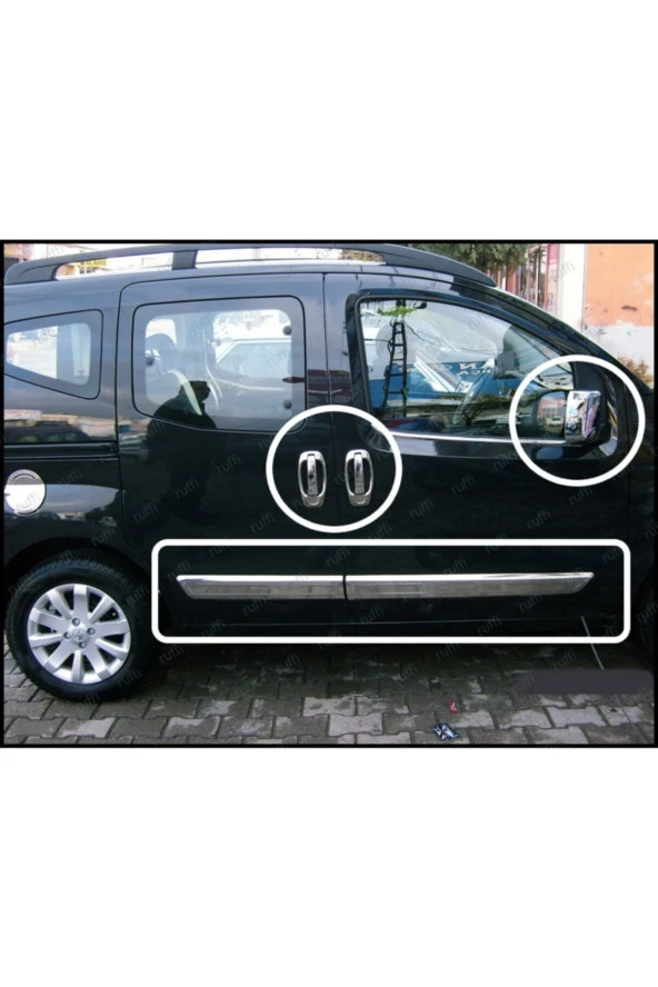 Citroen Nemo 3lü Krom Set Yan Kapı Çıtası Kapı Kolu Ayna Kapağı ürün görseli 1