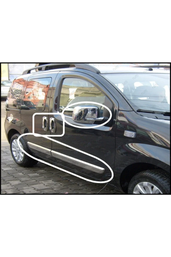 Fiat Fiorino 3lü Krom Set Yan Kapı Çıtası Kapı Kolu Ayna Kapağı ürün görseli 1