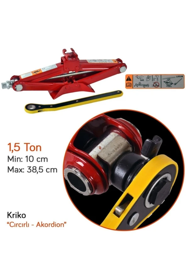 Akordion Kriko Makaslı 1,5 Ton Cırcırlı Kollu Kutulu Br2701602 ürün görseli 1
