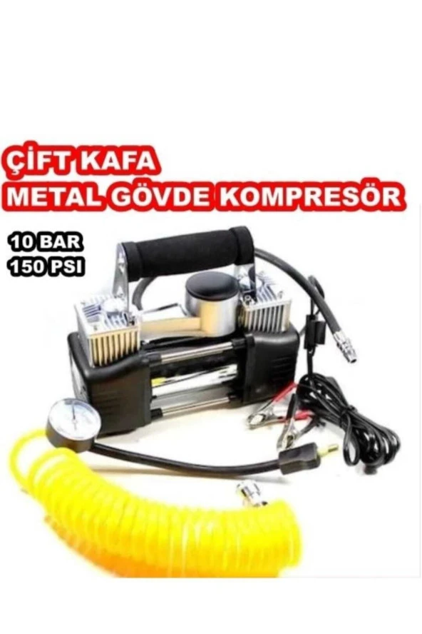 Çift Pistonlu Profesyonel Kompresör 12 Volt 150 Psi 10bar Çantalı ürün görseli 1