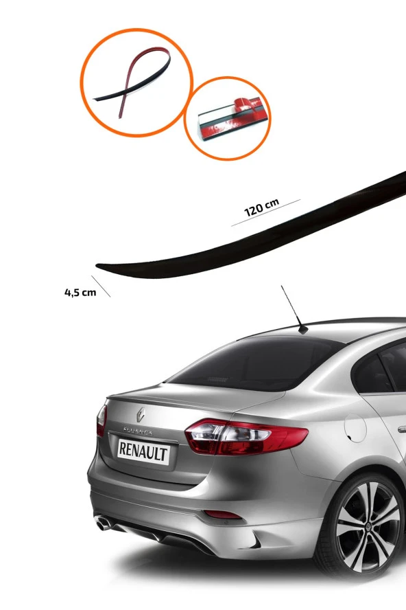 Renault Fluence Bagaj Üstü Spoiler Piano Black ürün görseli 1