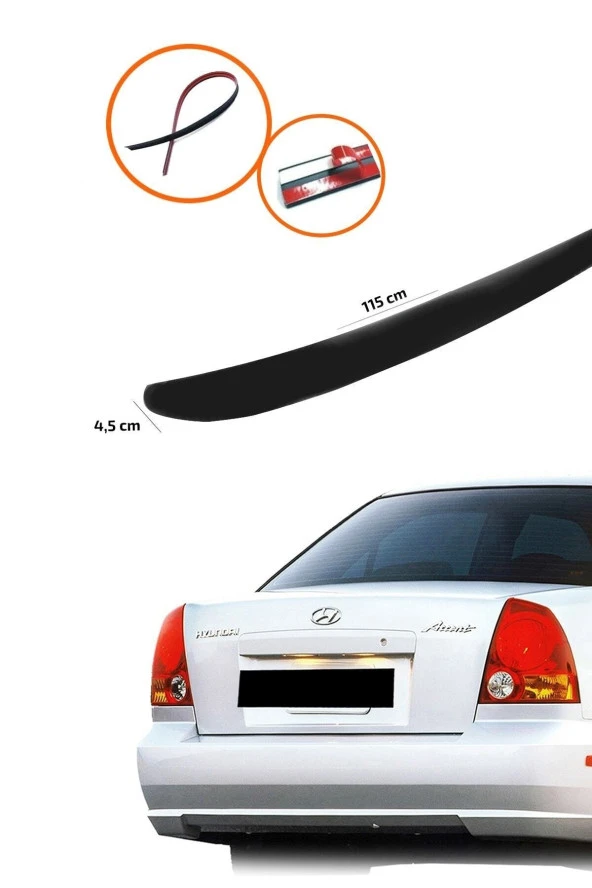Hyundai Accent Admire Bagaj Üstü Spoiler Piano Black ürün görseli 1