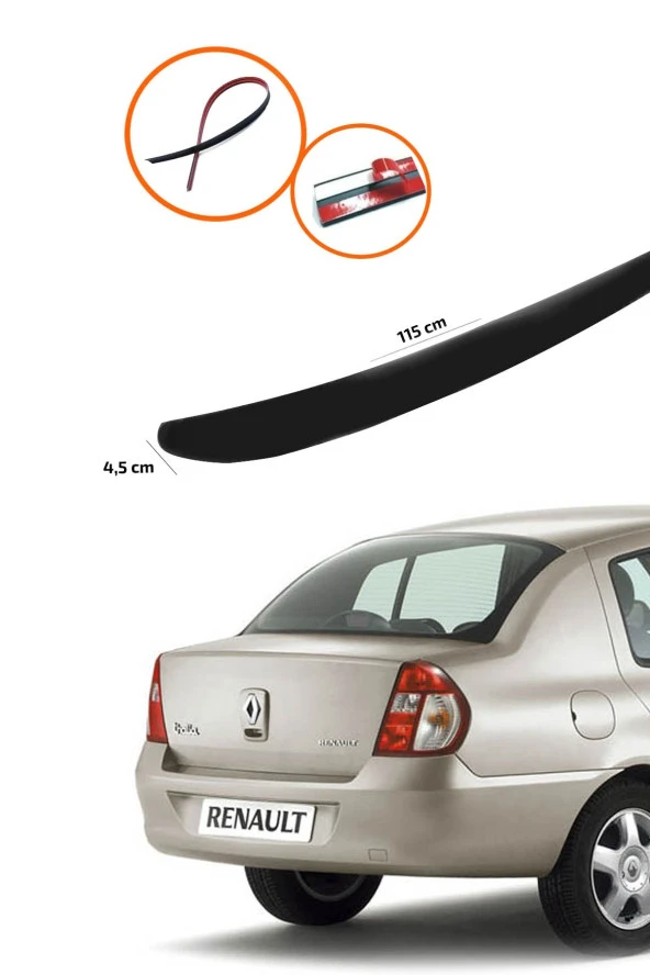 Renault Symbol 1998-2008 Bagaj Üstü Spoiler Piano Black ürün görseli 1