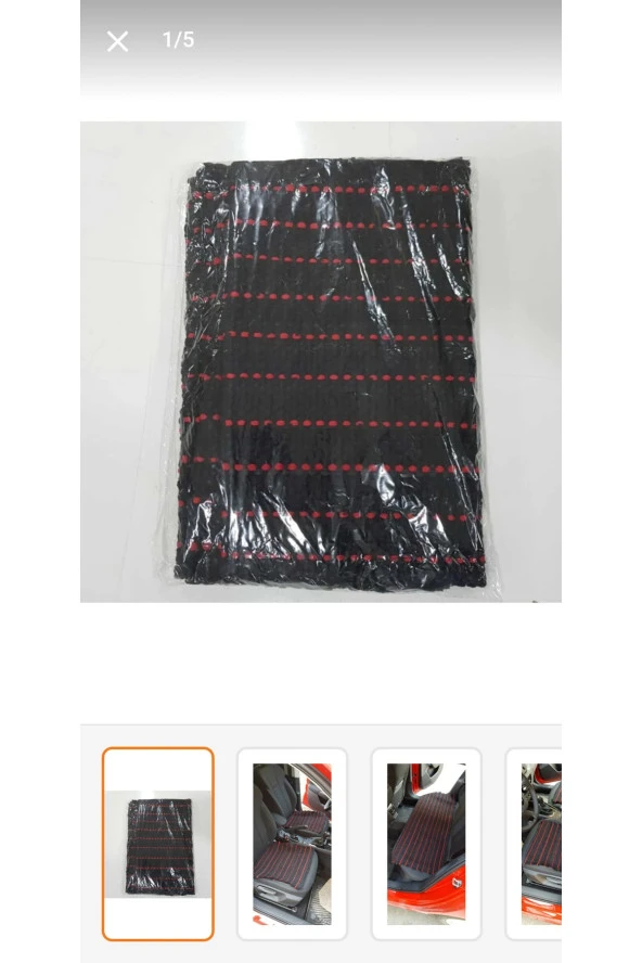 Terletmez Oto Kilim Ön Ve Arka 3lü Serme Set Serme Kilim Kırmızı Siyah ürün görseli 1