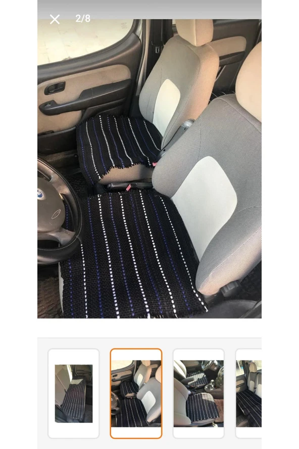 Terletmez Oto Kilim Ön Ve Arka 3lü Serme Set Serme Kilim Siyah Beyaz ürün görseli 1