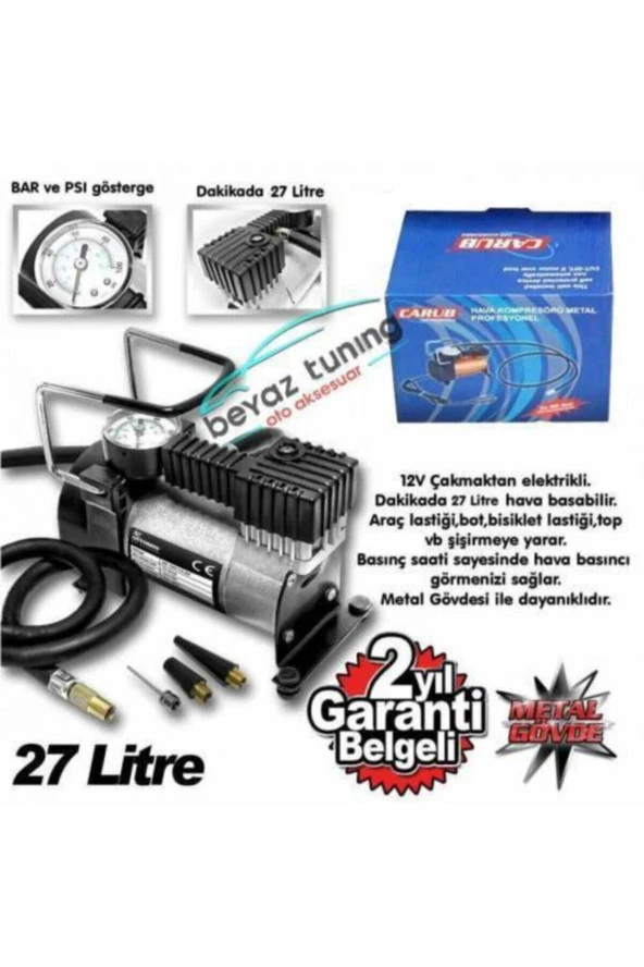 Metal Hava Kompresörü 12 Volt Çelik Gövde ürün görseli 1